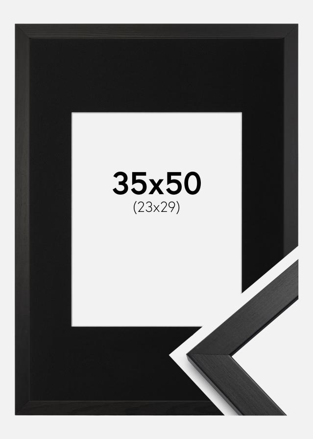 Keret Elegáns Fekete 35x50 cm - Paszpartu Fekete 24x30 cm