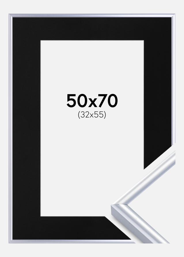 Keret Victoria Ezüst 50x70 cm - Paszpartu Fekete 33x56 cm