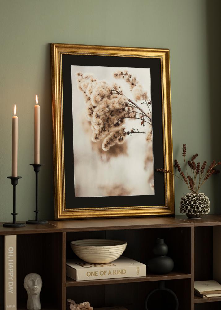 Keret Rokokó Arany 30x40 cm - Paszpartu Fekete 21x29,7 cm (A4)