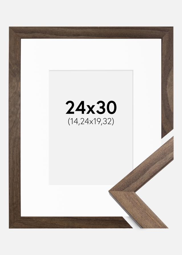 Keret Elegáns Dió 24x30 cm - Paszpartu Fehér 6x8 inches