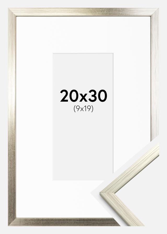 Keret Edsbyn Ezüst 20x30 cm - Paszpartu Fehér 10x20 cm