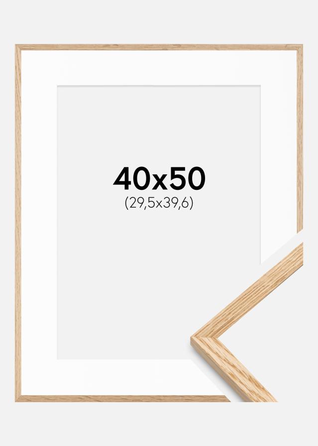 Keret Vékony Tölgy 40x50 cm - Paszpartu Fehér 12x16 inches