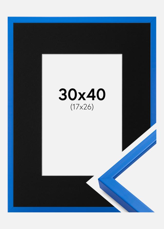 Keret E-Line Kék 30x40 cm - Paszpartu Fekete 18x27 cm