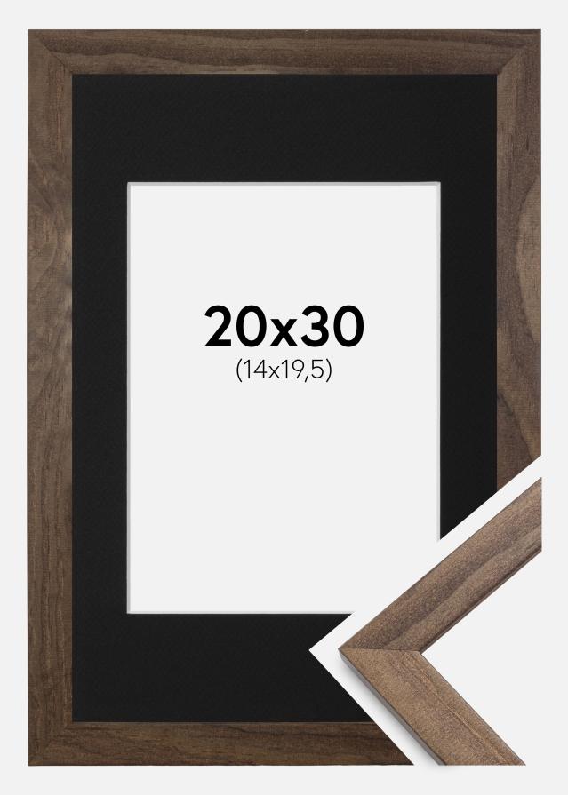 Keret Elegáns Dió 20x30 cm - Paszpartu Fekete 15x21 cm (A5)