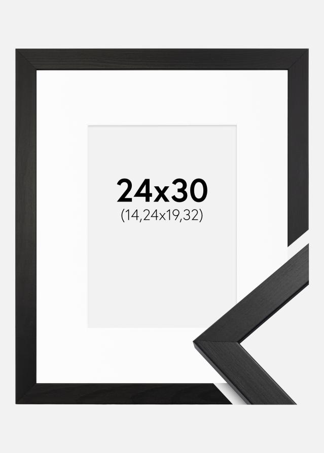 Keret Elegáns Fekete 24x30 cm - Paszpartu Fehér 6x8 inches