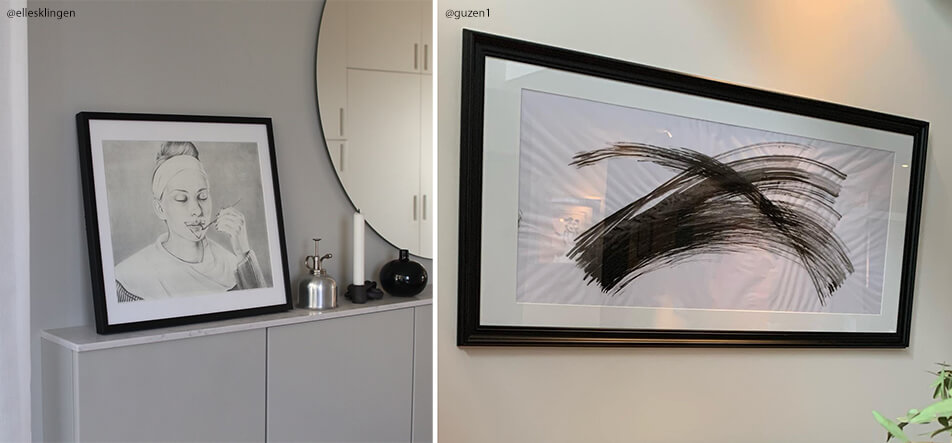 Két fekete méretezett keret fekete-fehér képekkel