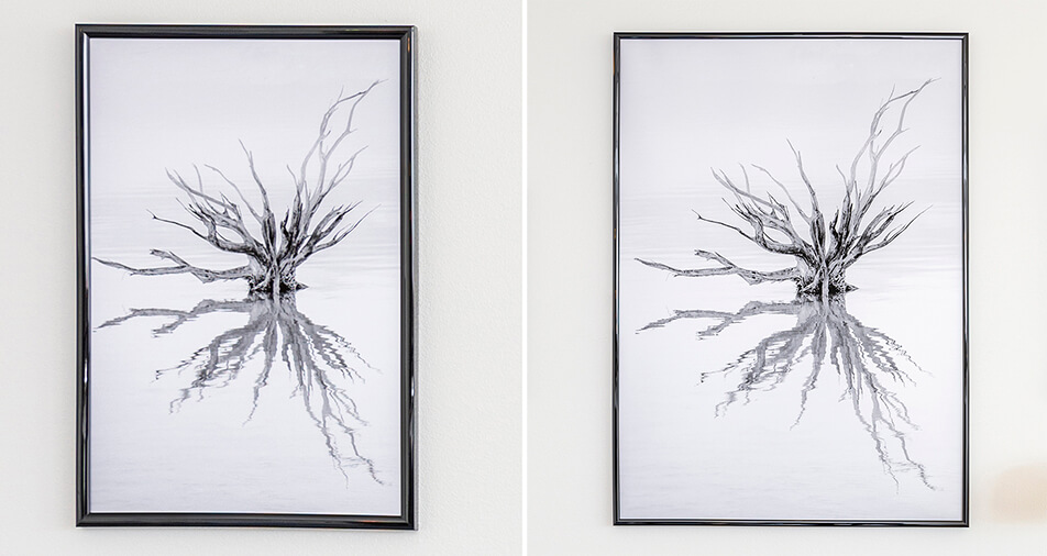 Két fényes fekete keret fekete-fehér képpel