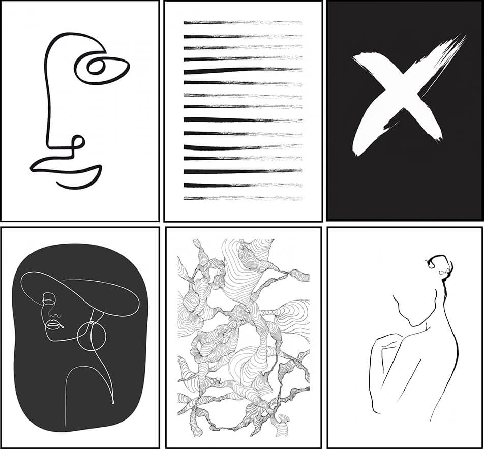 Grafikus poszterek fekete-fehérben