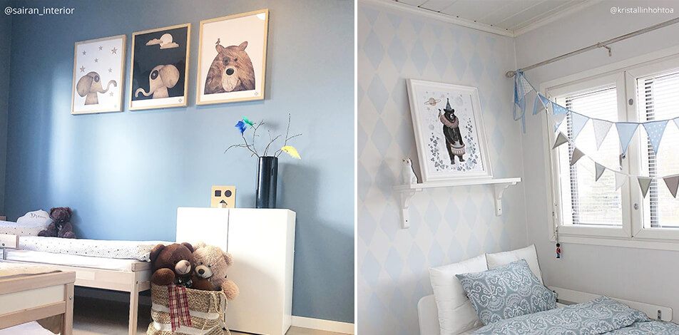 Gyerekszoba dekoráció - poszterek elefánttal és medvével