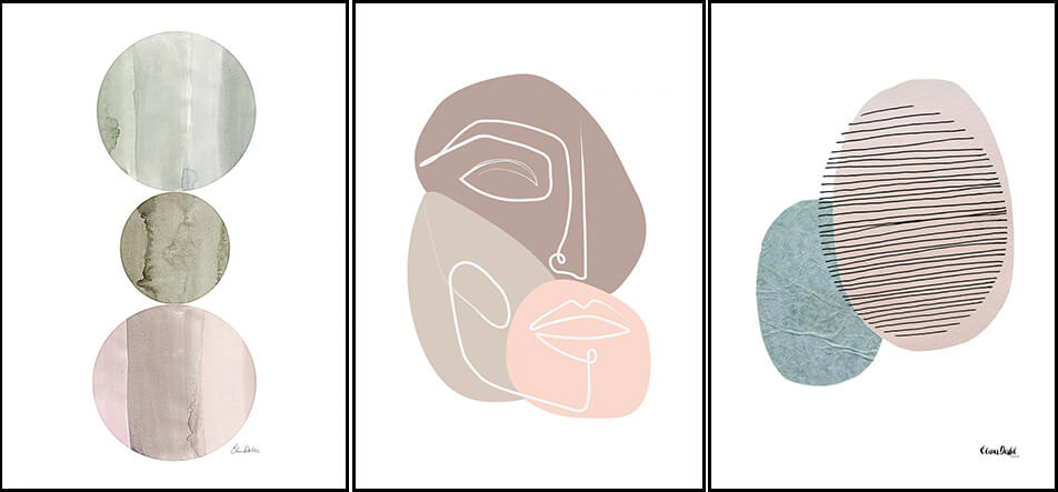 3 grafikus nyomattal ellátott poszter – absztrakt művészet