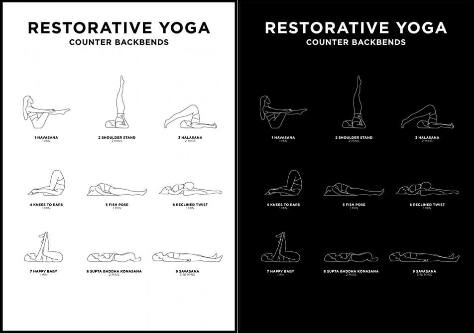 Fekete vagy fehér jóga poszter - Restorative yoga